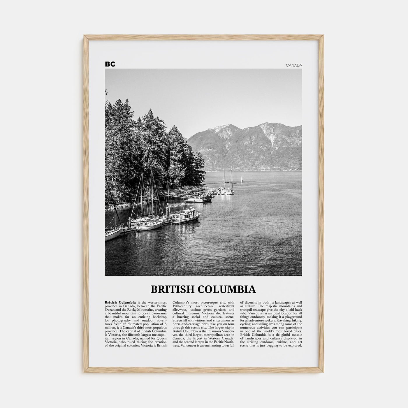 British Columbia Travel B&W Poster