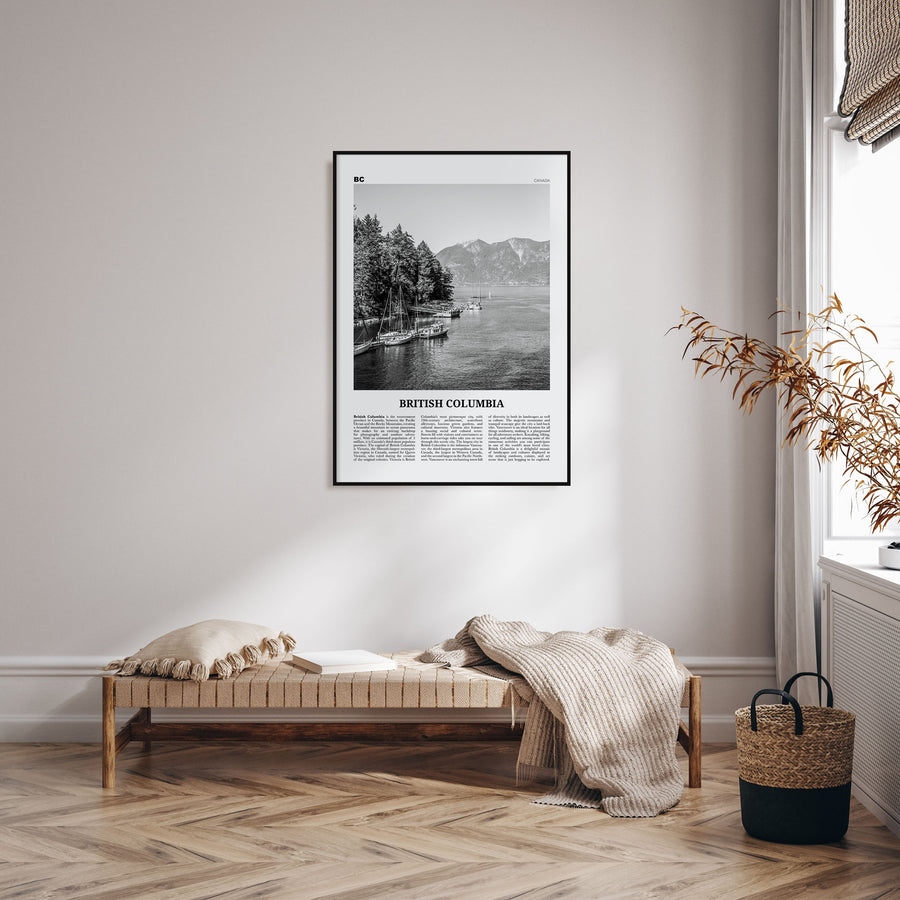 British Columbia Travel B&W Poster