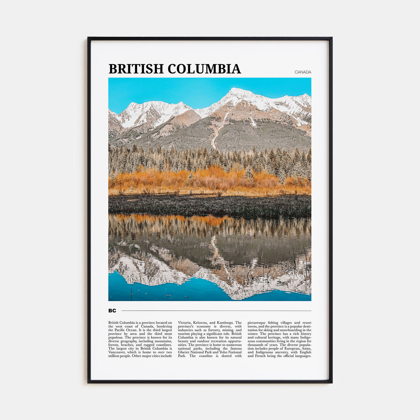 British Columbia Travel Color Poster