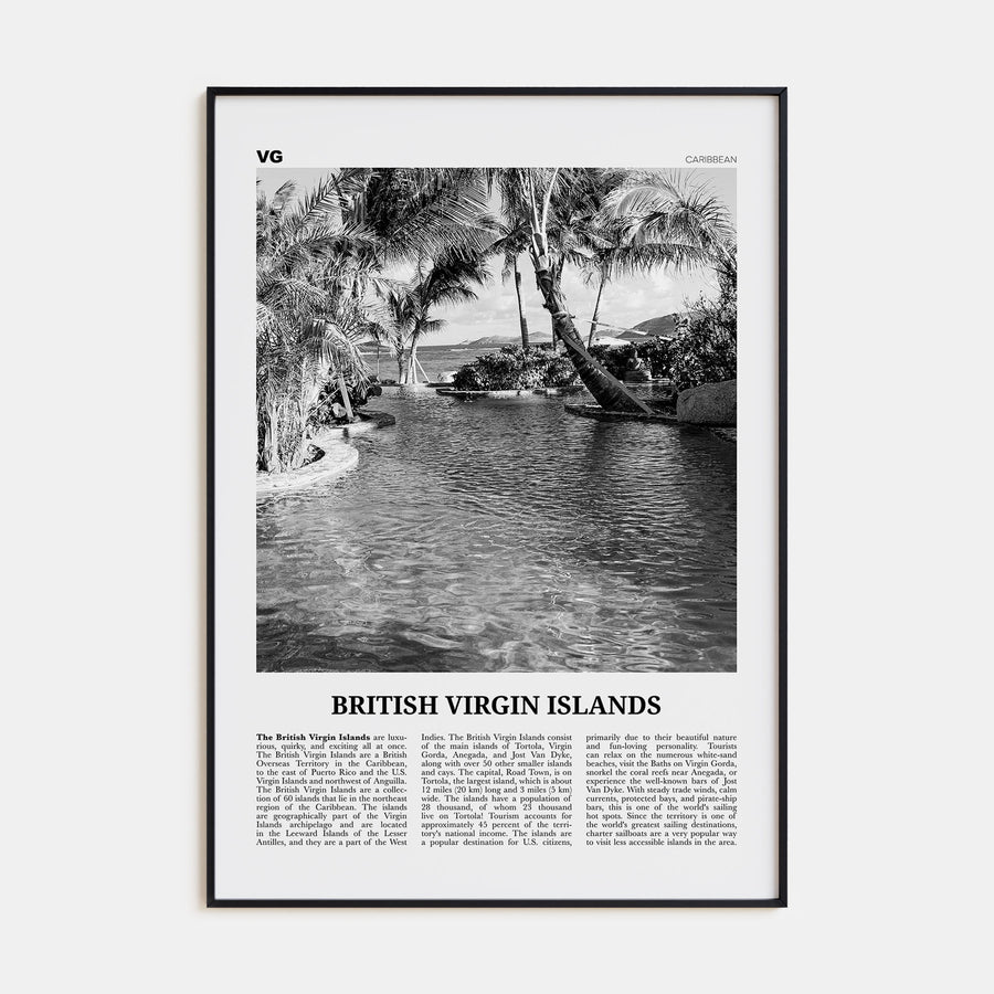 British Virgin Islands Travel B&W Poster
