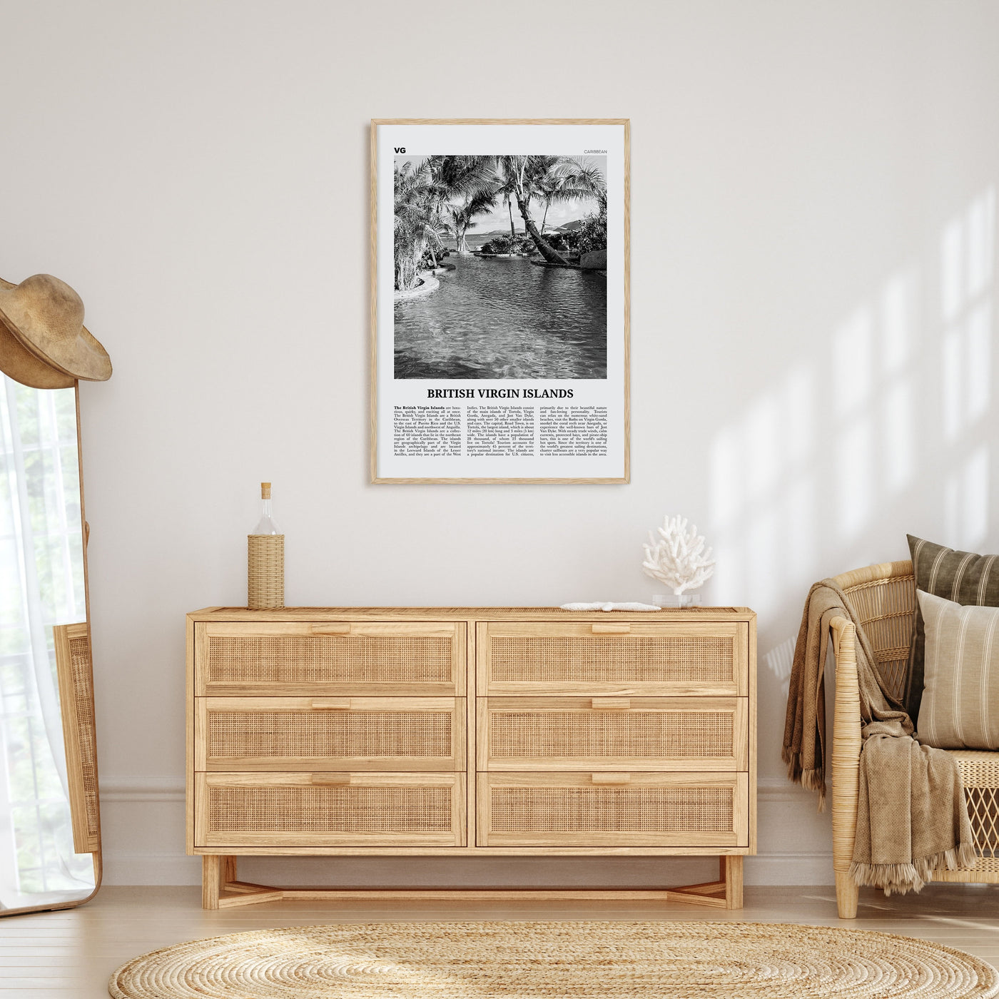 British Virgin Islands Travel B&W Poster