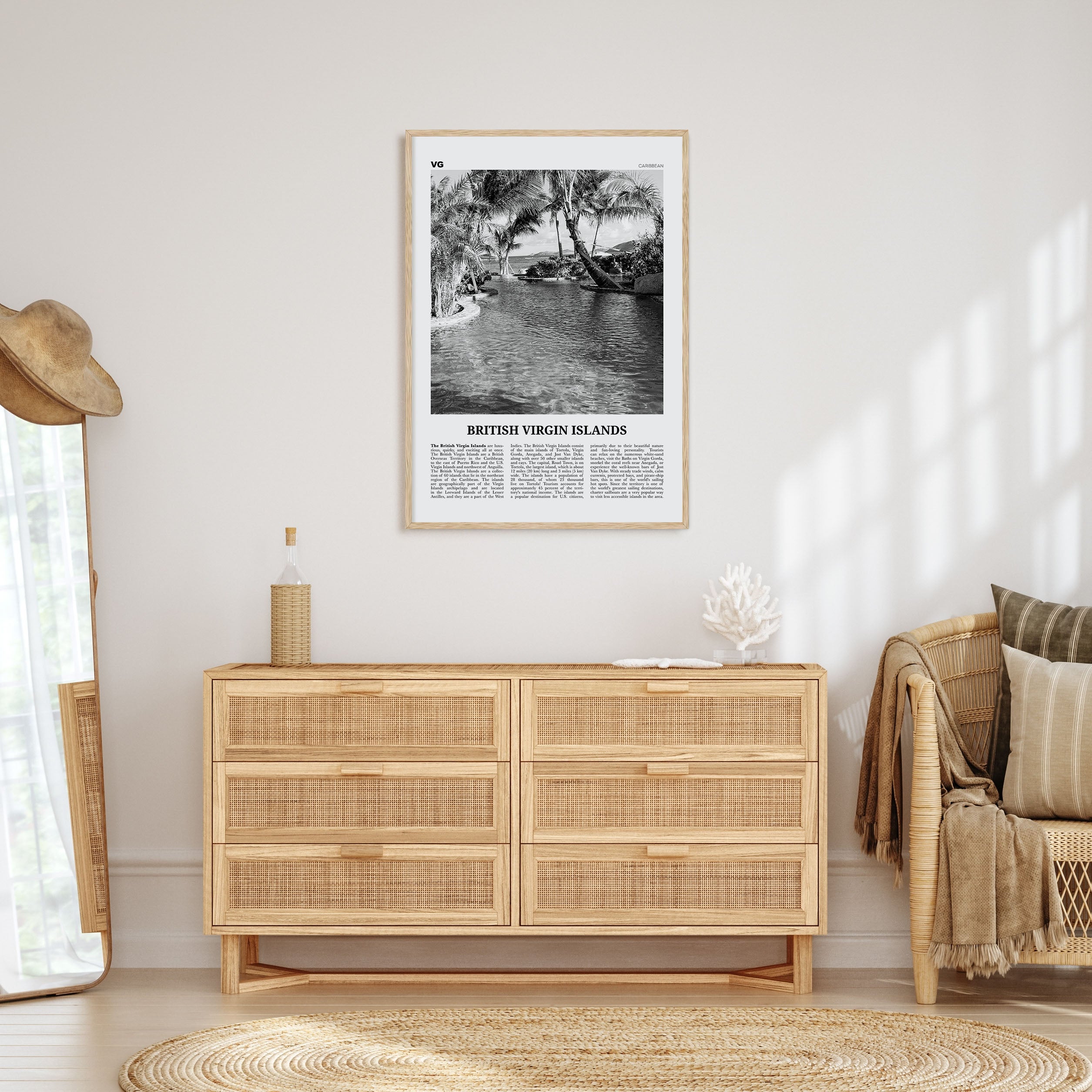 British Virgin Islands Travel B&W Poster