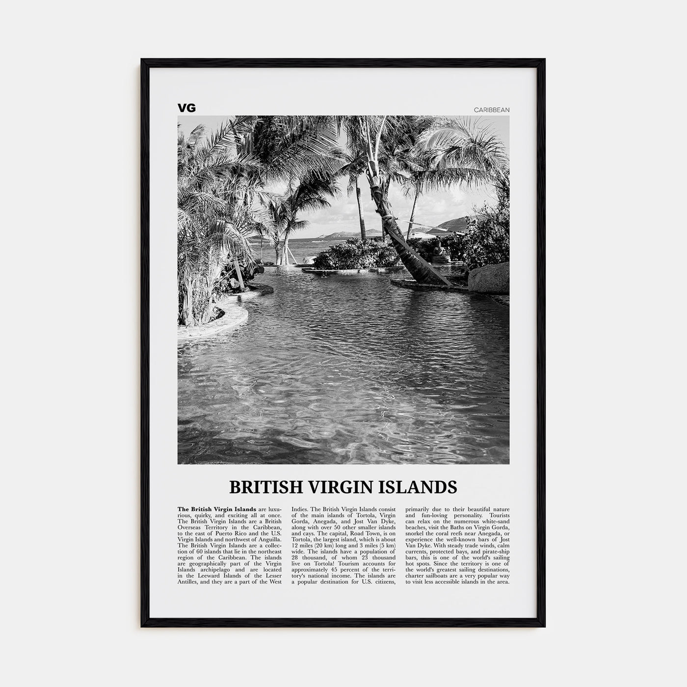 British Virgin Islands Travel B&W Poster
