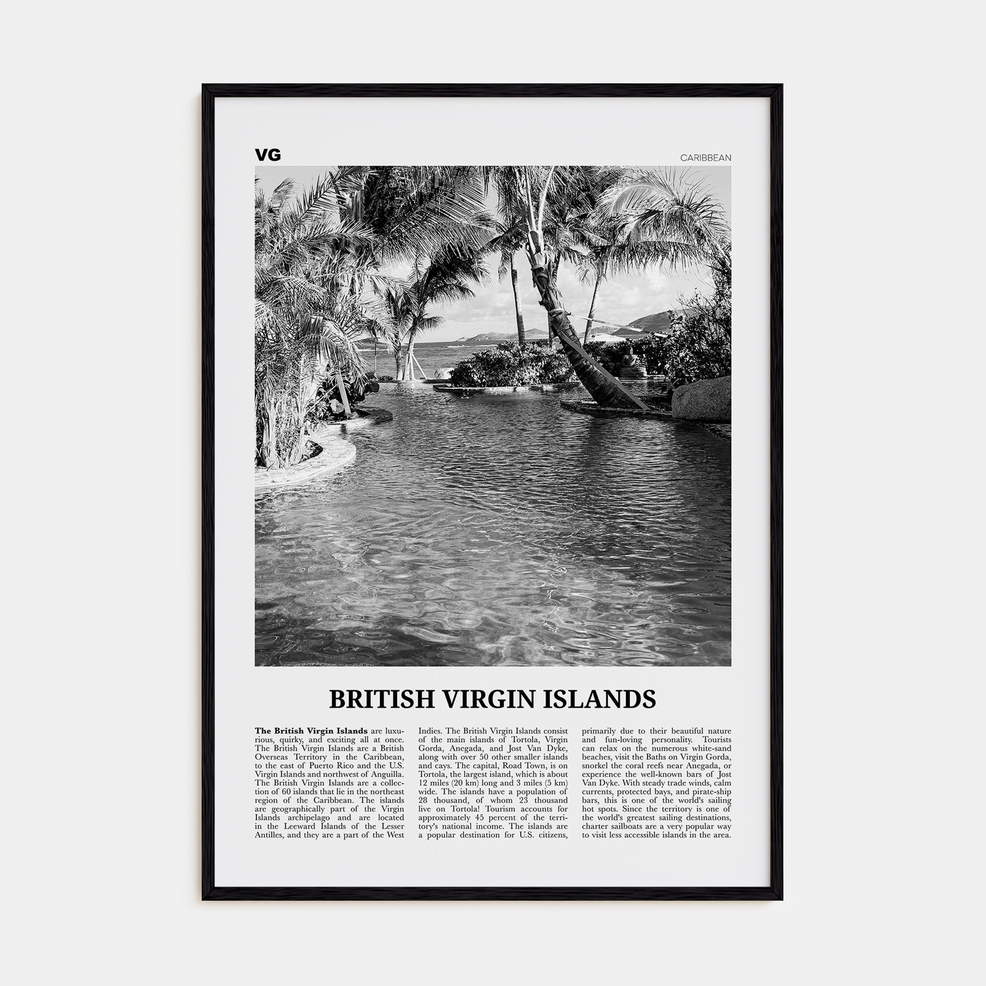 British Virgin Islands Travel B&W Poster