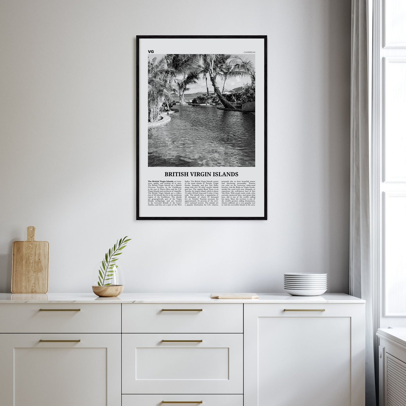 British Virgin Islands Travel B&W Poster