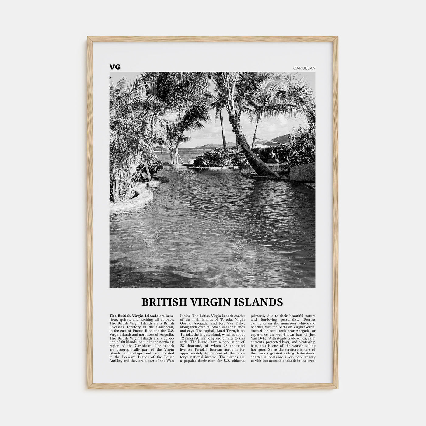 British Virgin Islands Travel B&W Poster