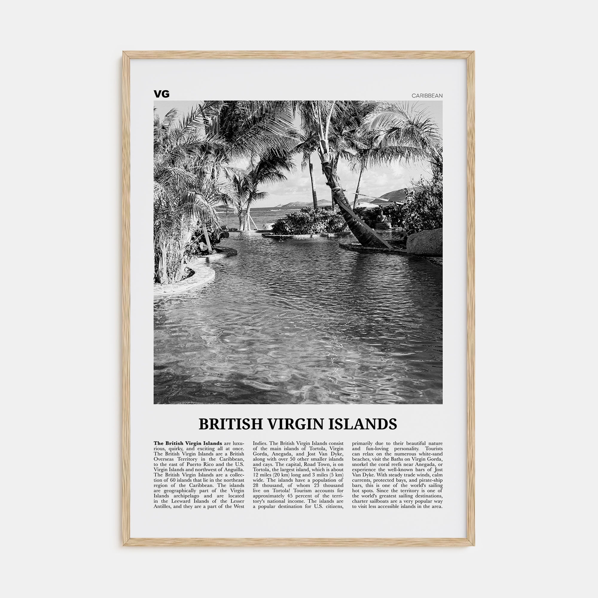 British Virgin Islands Travel B&W Poster