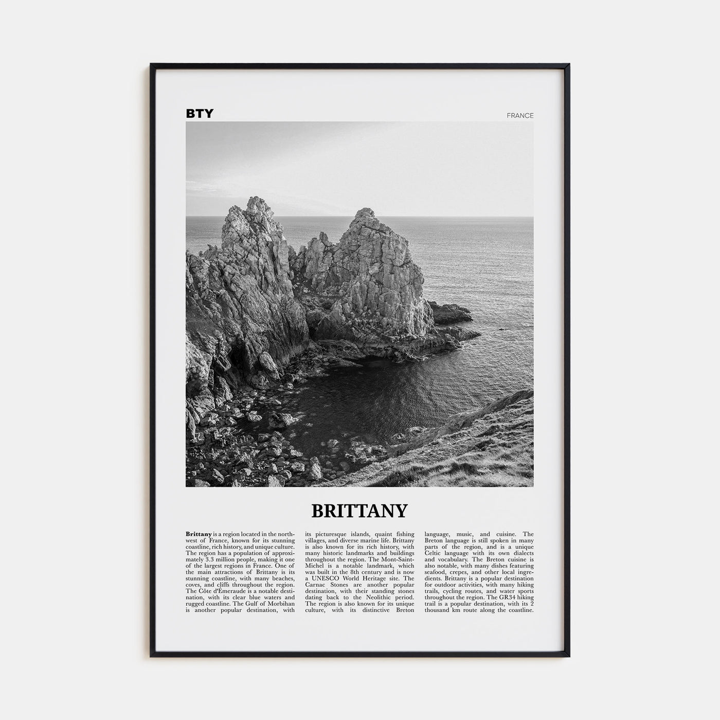 Brittany Travel B&W Poster