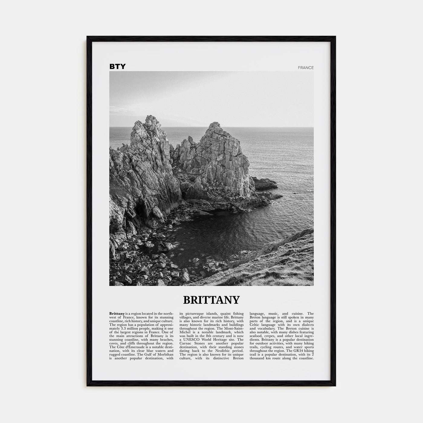 Brittany Travel B&W Poster