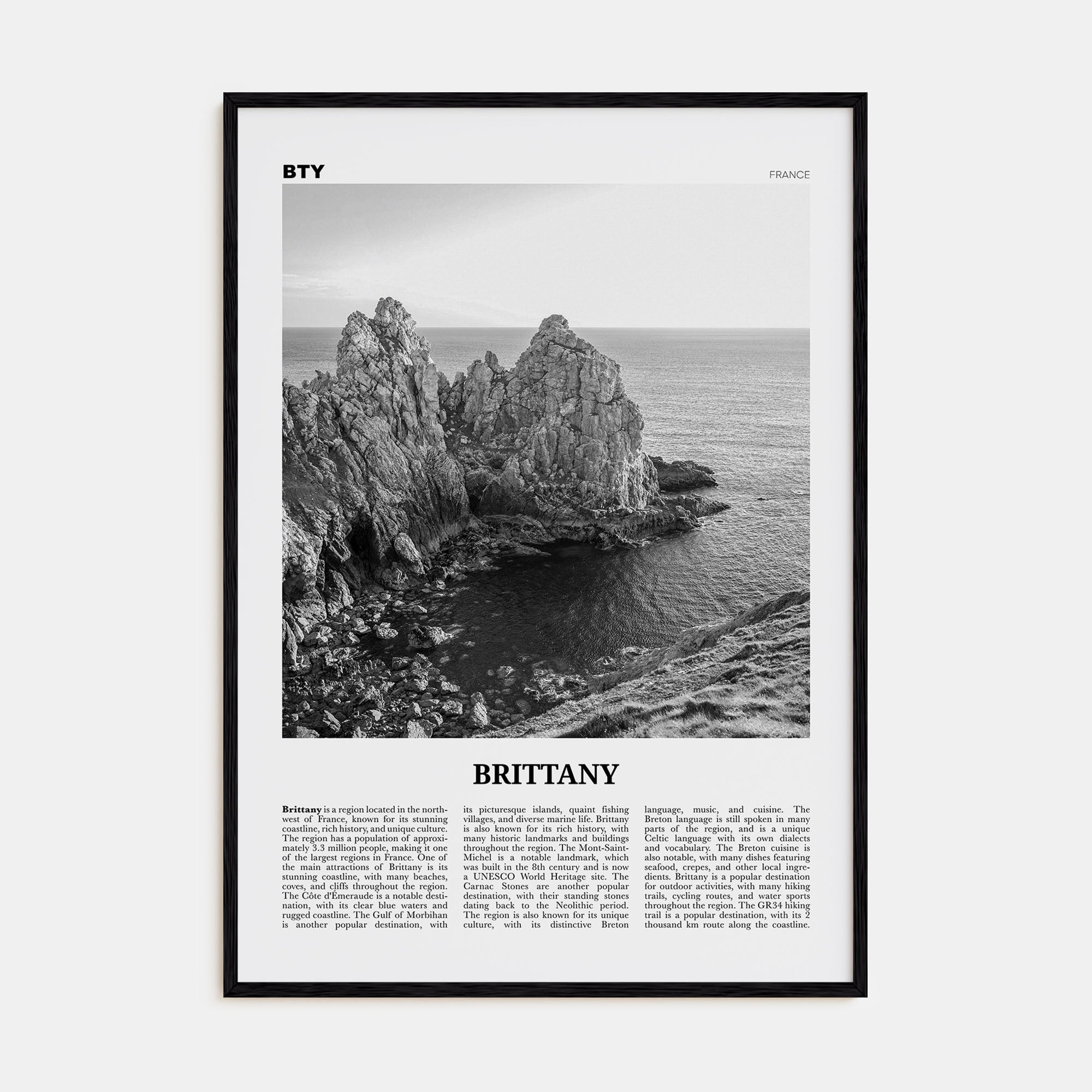 Brittany Travel B&W Poster