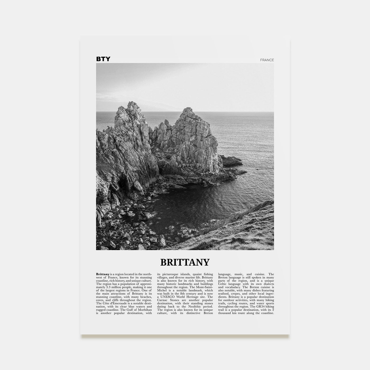 Brittany Travel B&W Poster