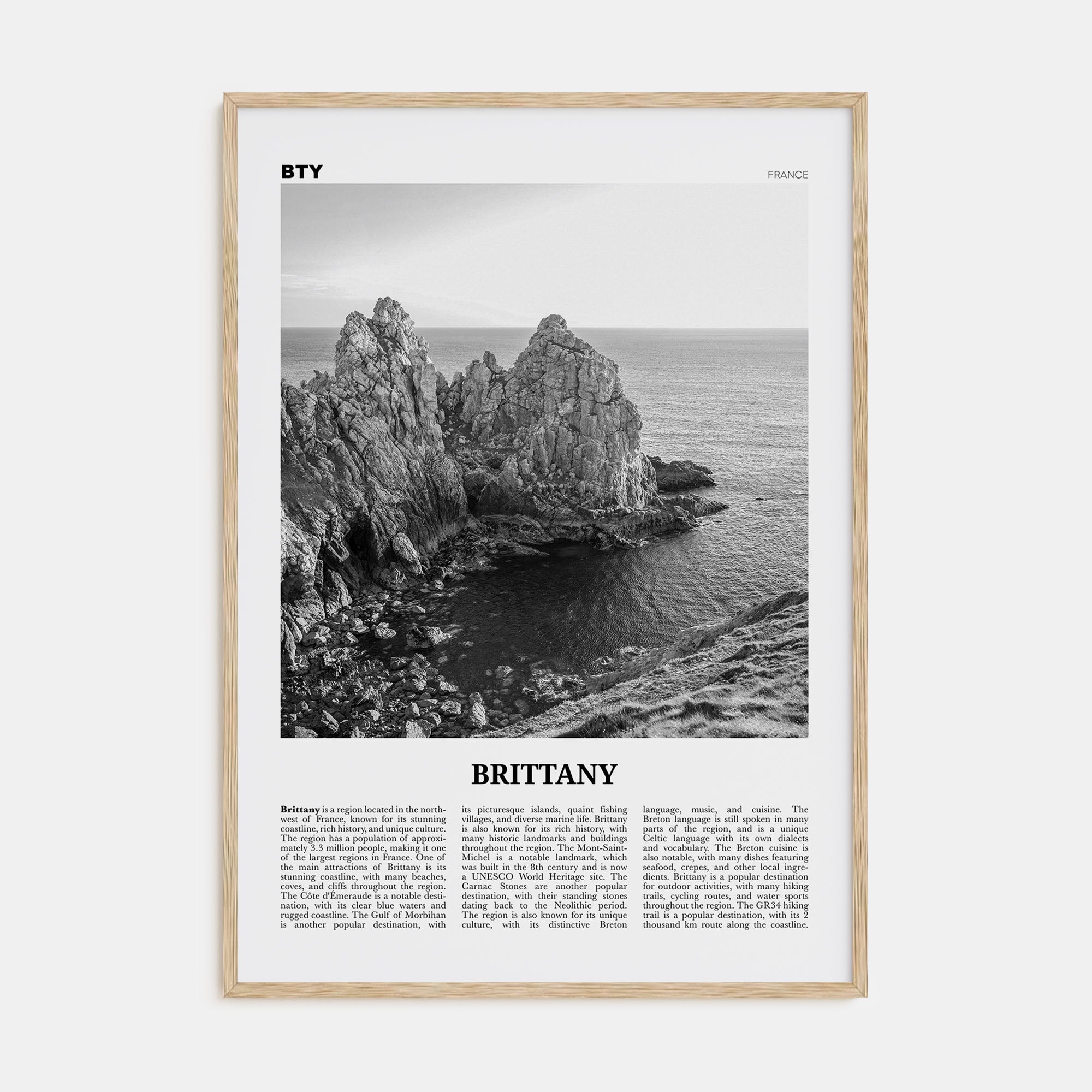 Brittany Travel B&W Poster