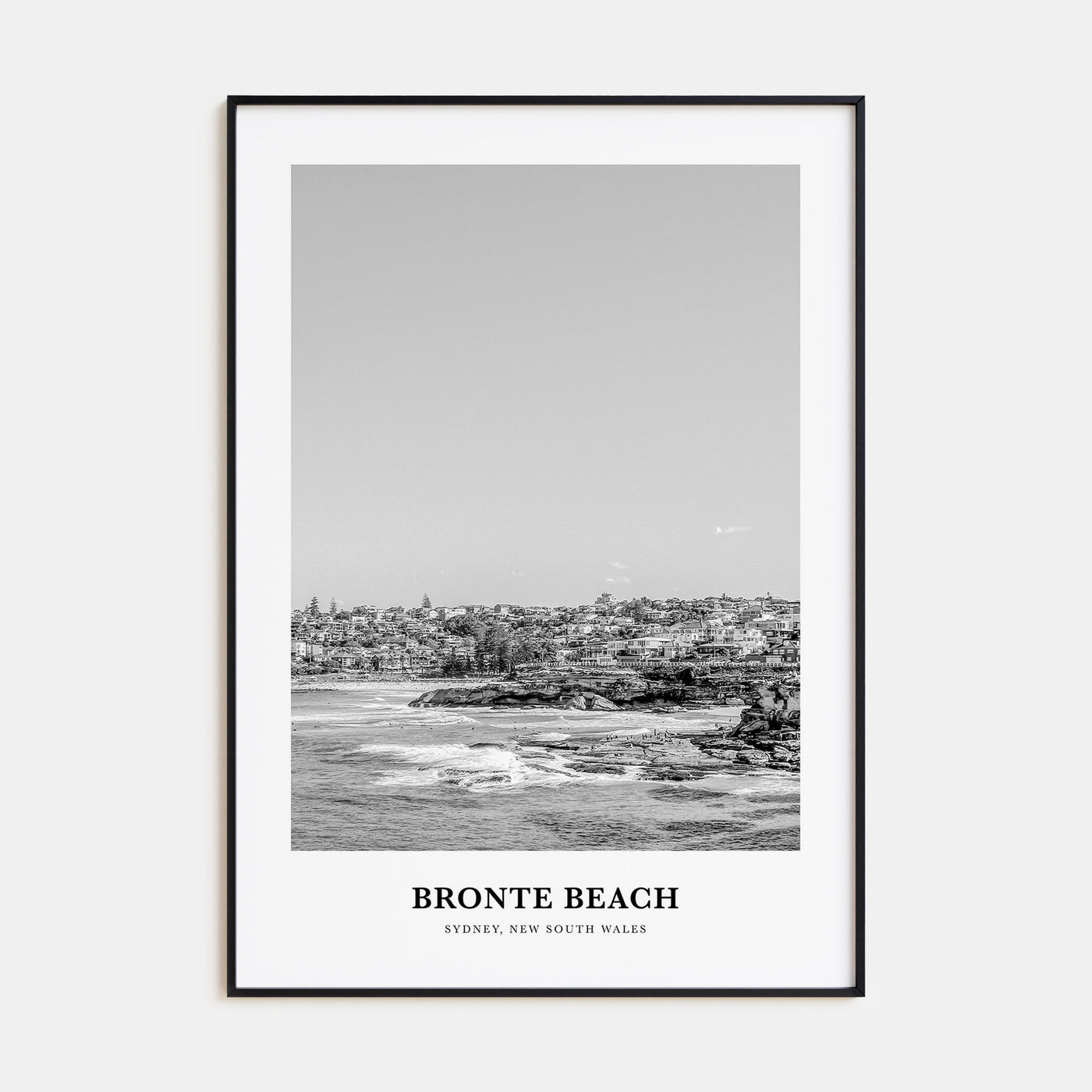 Bronte Beach Portrait B&W Poster