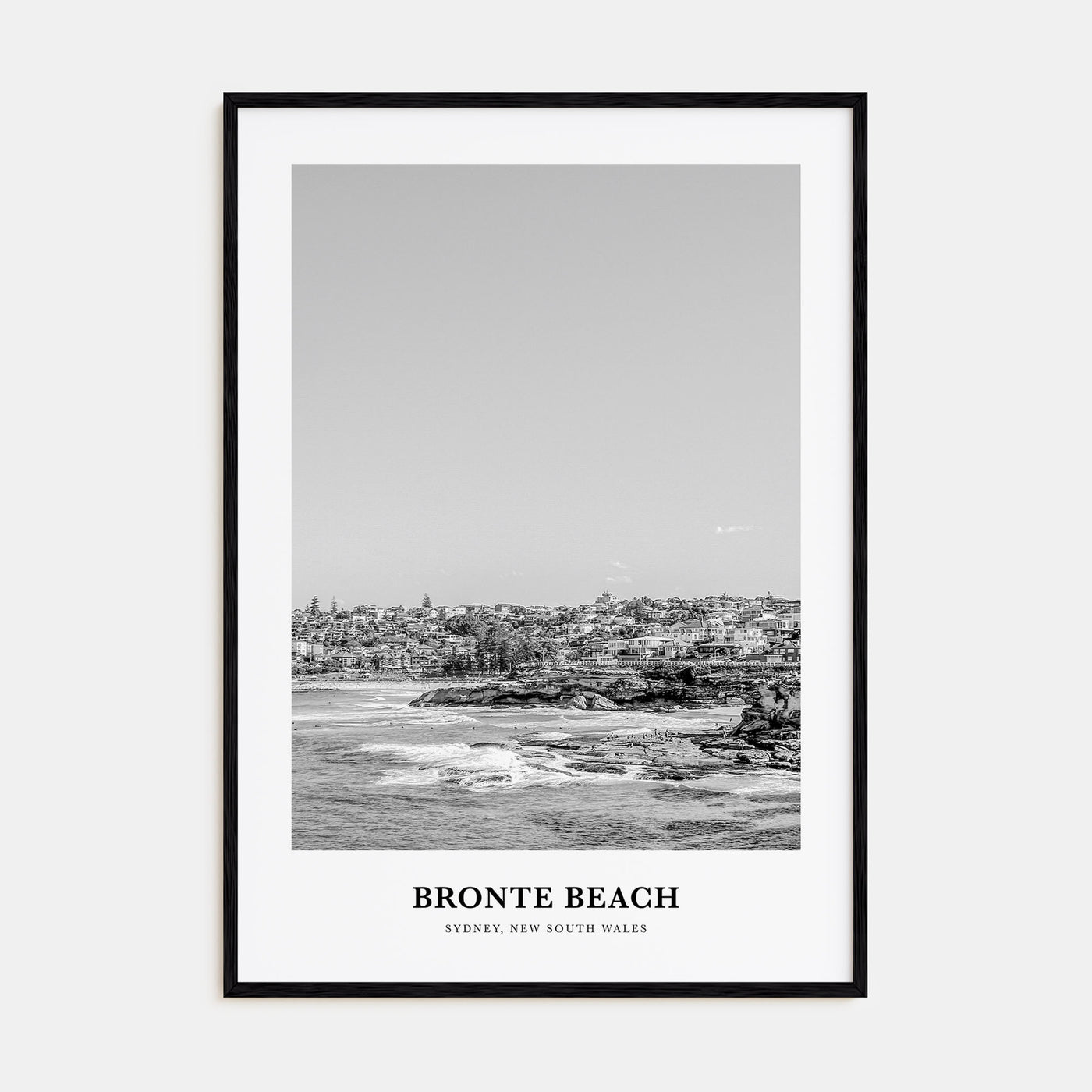 Bronte Beach Portrait B&W Poster