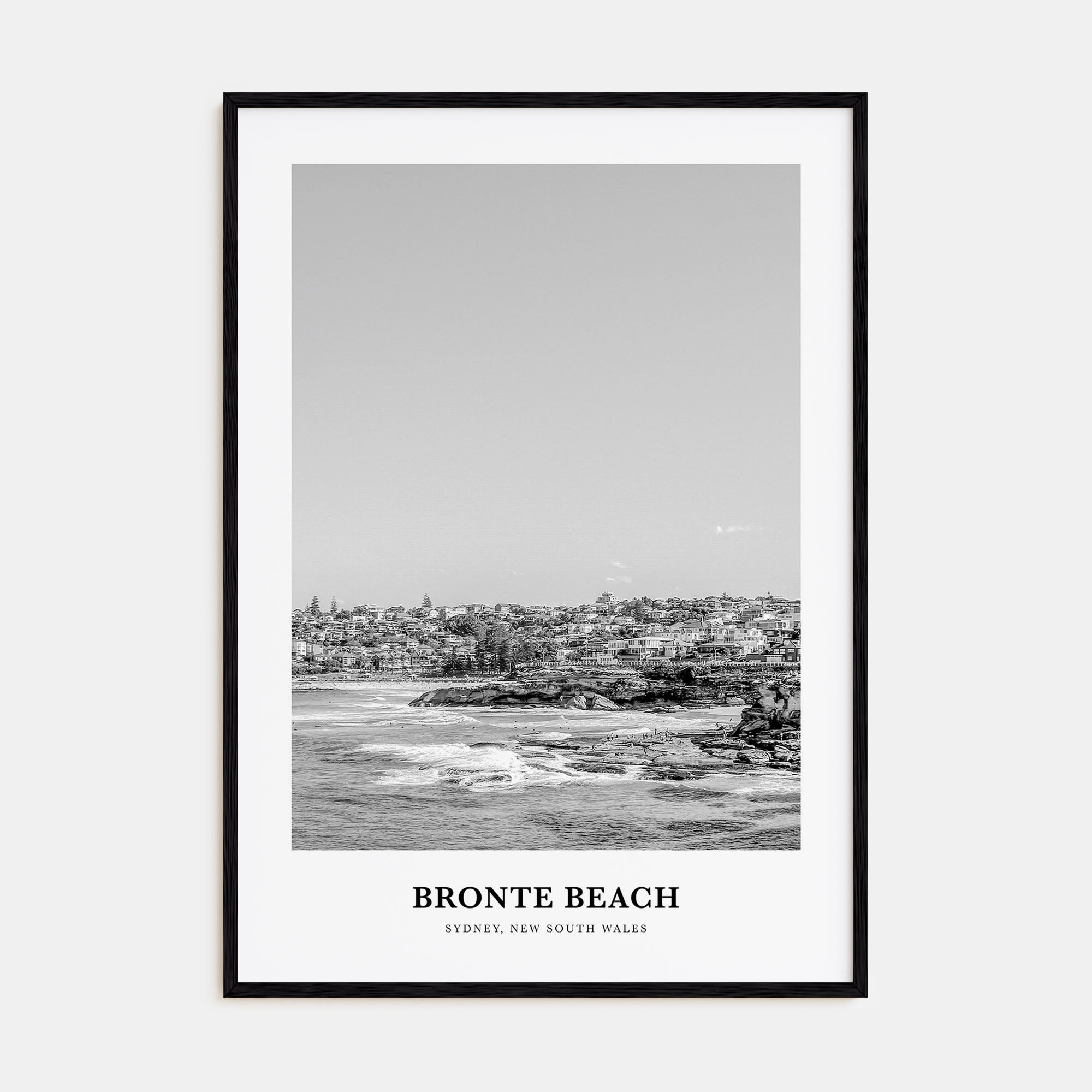 Bronte Beach Portrait B&W Poster