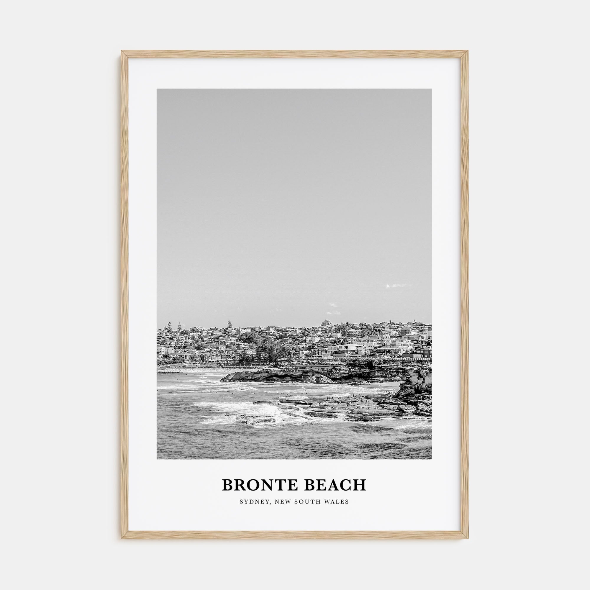 Bronte Beach Portrait B&W Poster