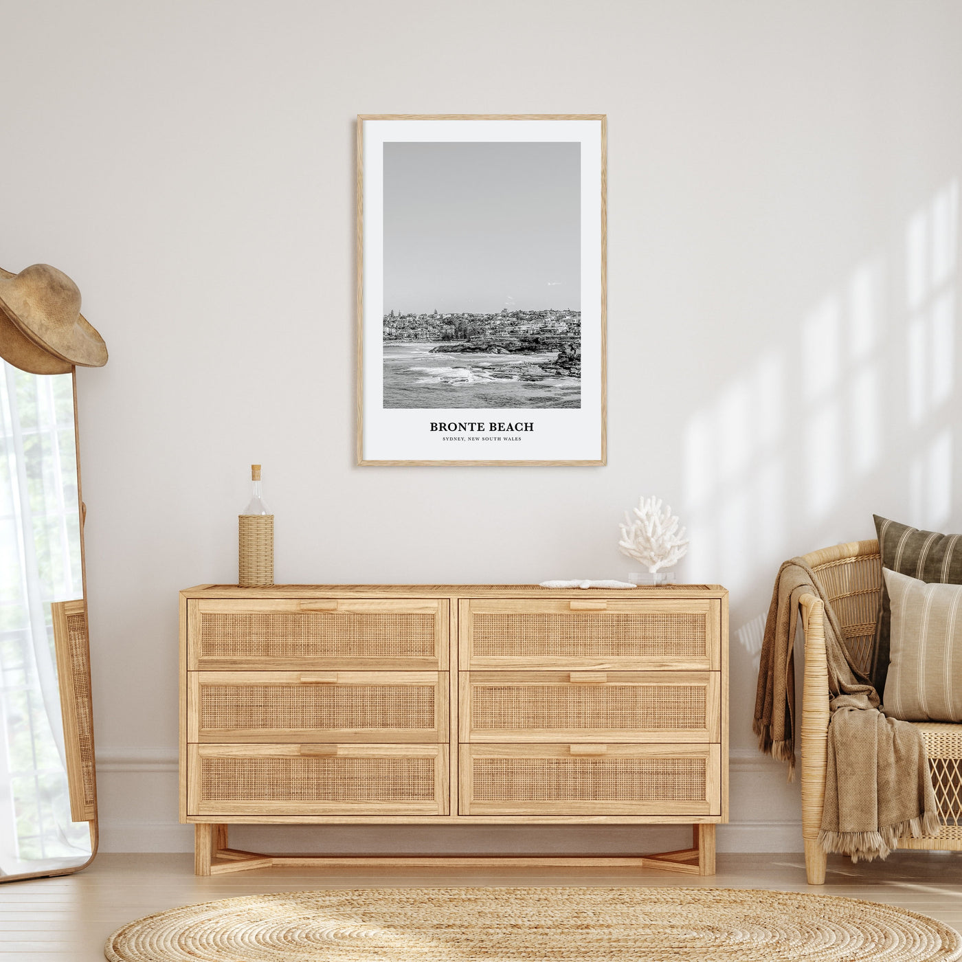 Bronte Beach Portrait B&W Poster