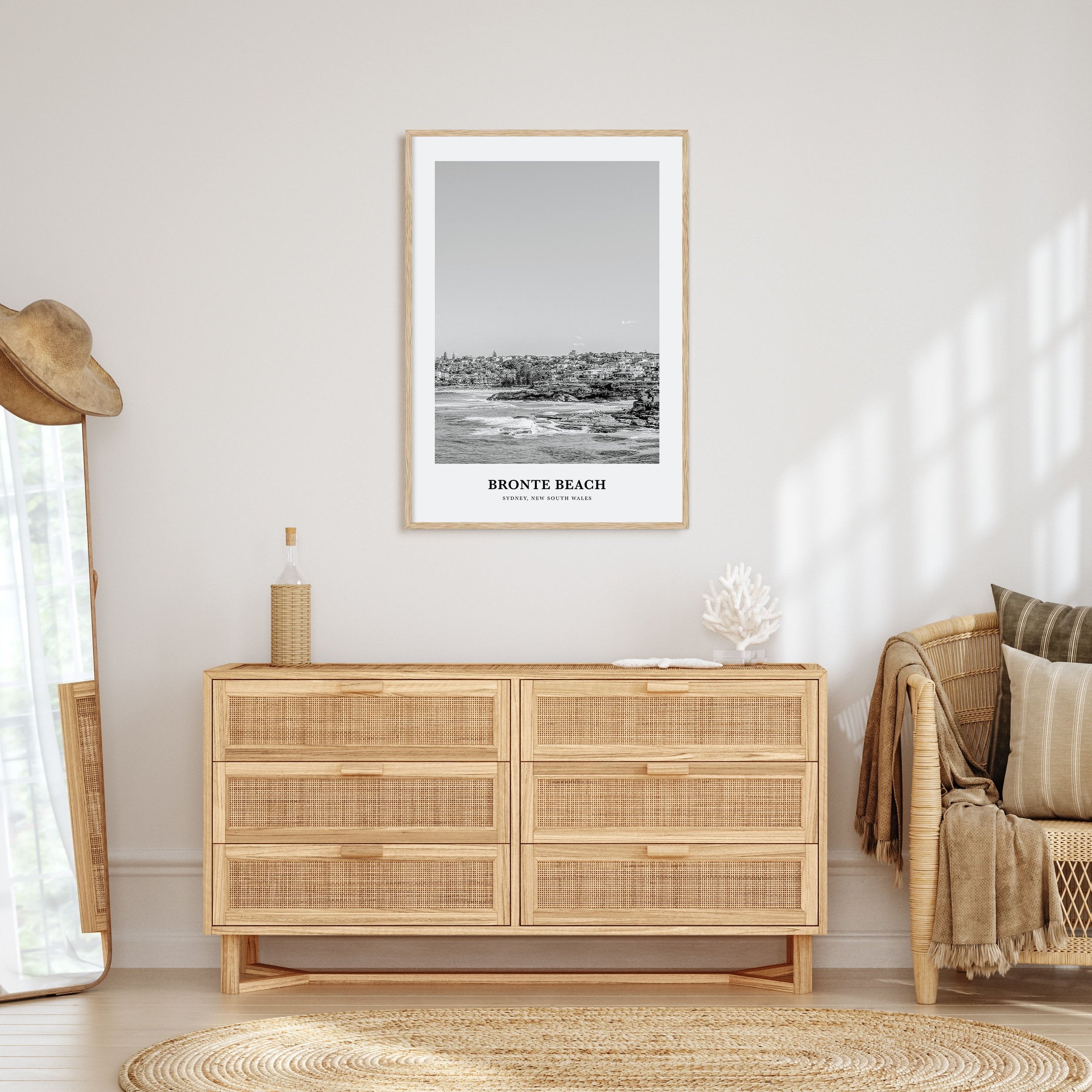 Bronte Beach Portrait B&W Poster