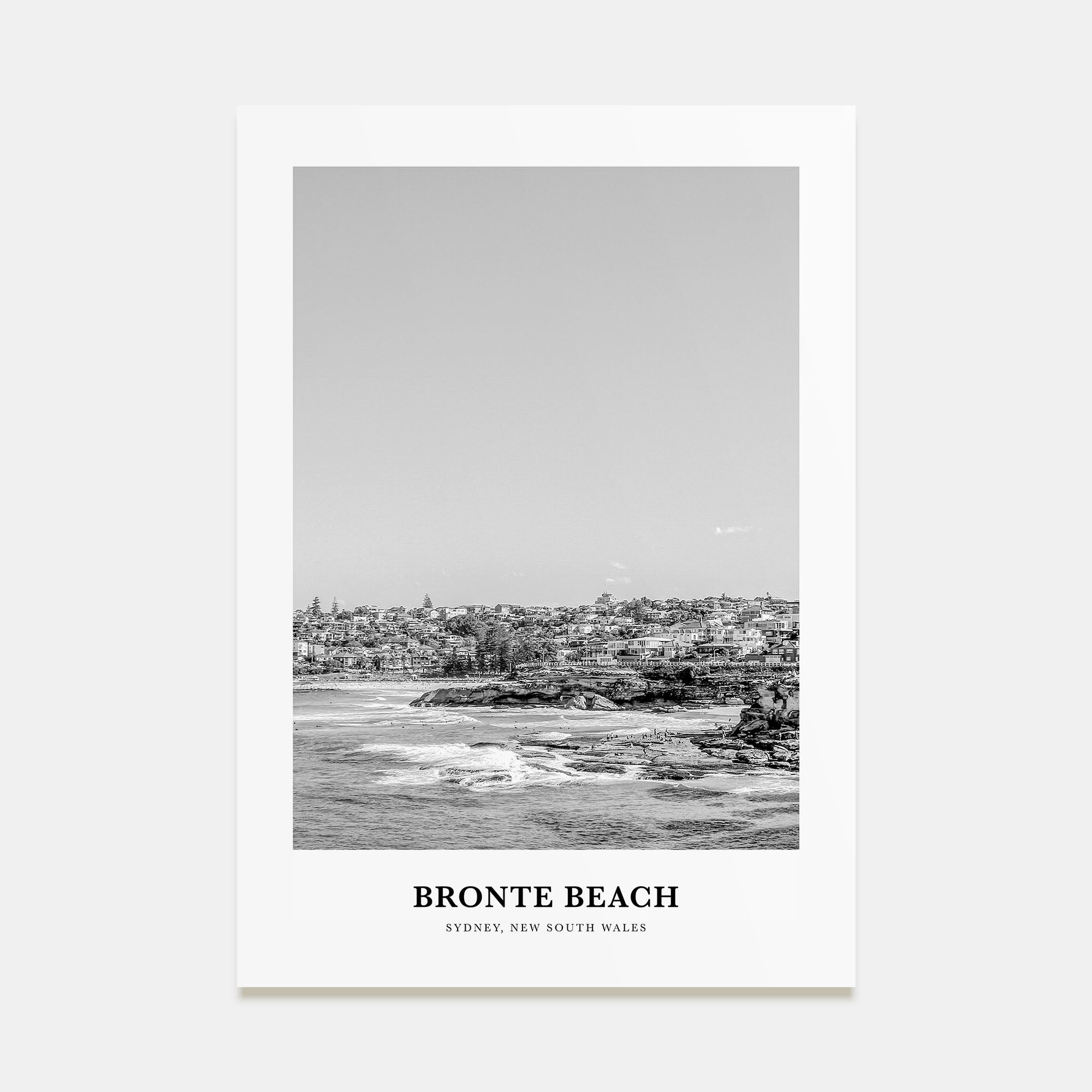 Bronte Beach Portrait B&W Poster