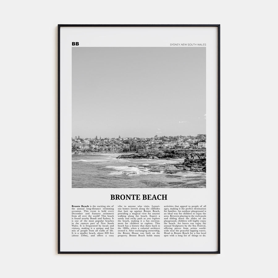 Bronte Beach Travel B&W Poster