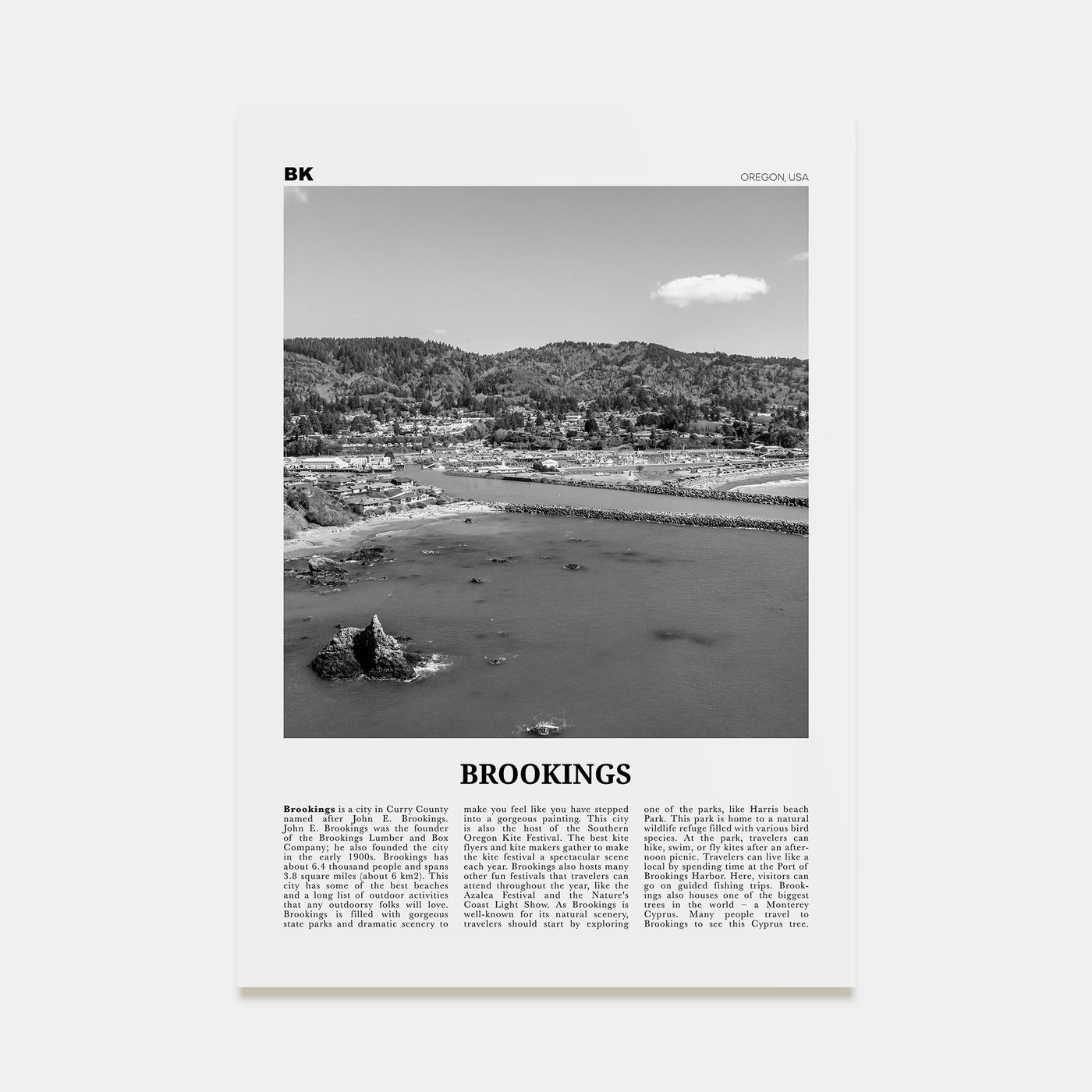 Brookings Travel B&W Poster