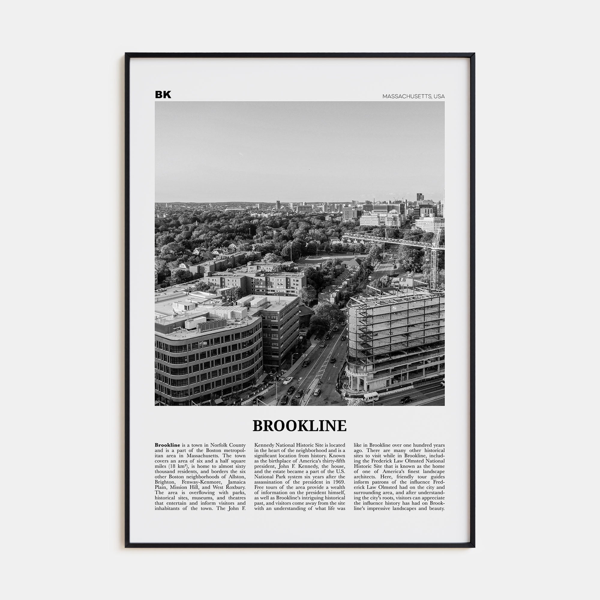 Brookline Travel B&W Poster