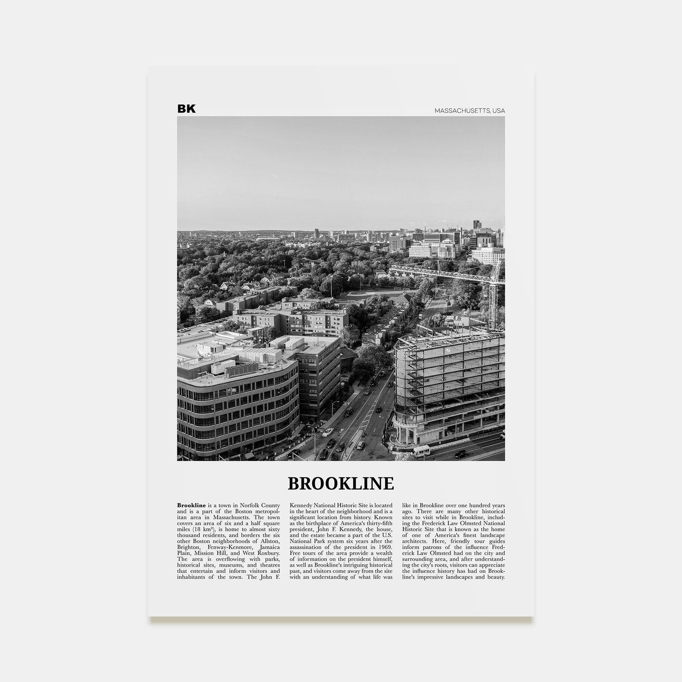Brookline Travel B&W Poster