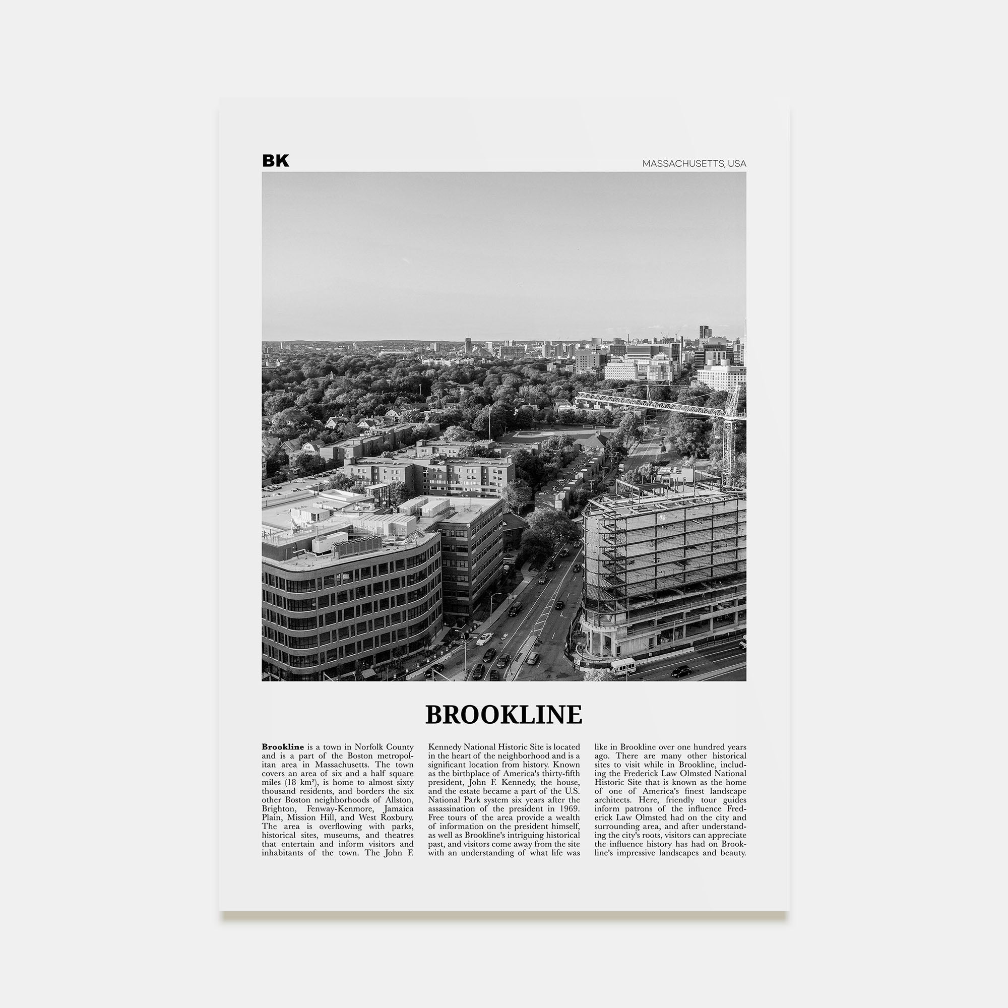 Brookline Travel B&W Poster
