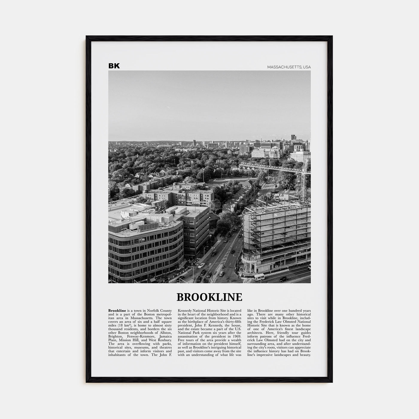 Brookline Travel B&W Poster