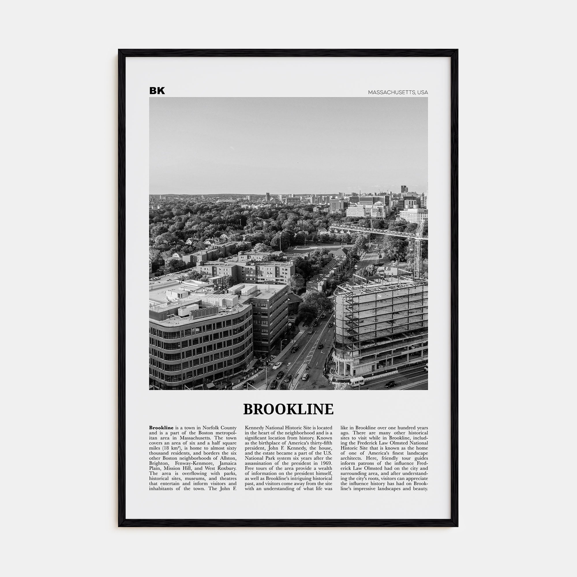 Brookline Travel B&W Poster