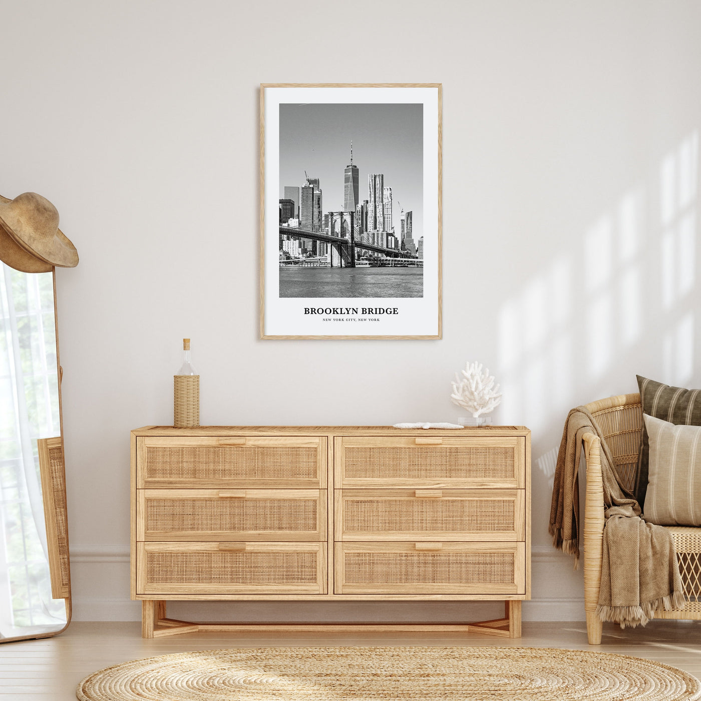 Brooklyn Bridge Portrait B&W Poster