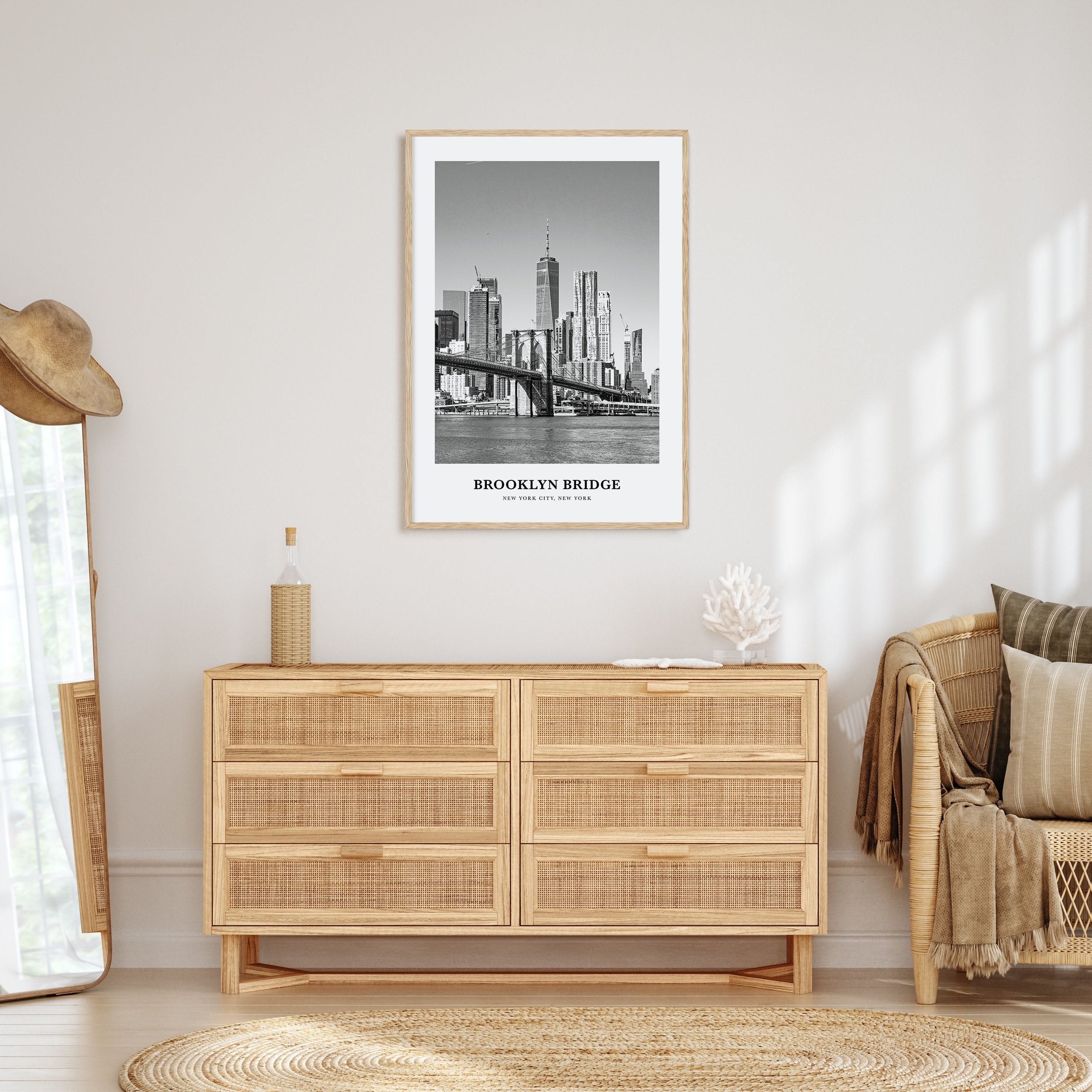 Brooklyn Bridge Portrait B&W Poster