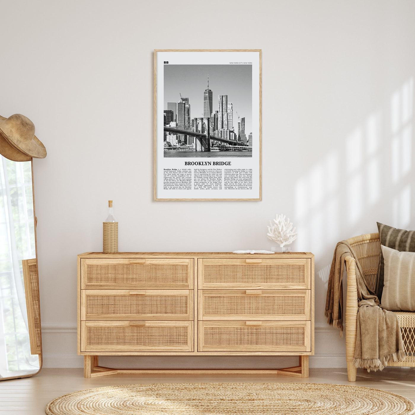Brooklyn Bridge Travel B&W Poster
