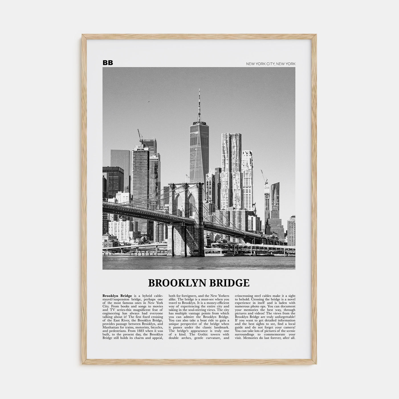 Brooklyn Bridge Travel B&W Poster