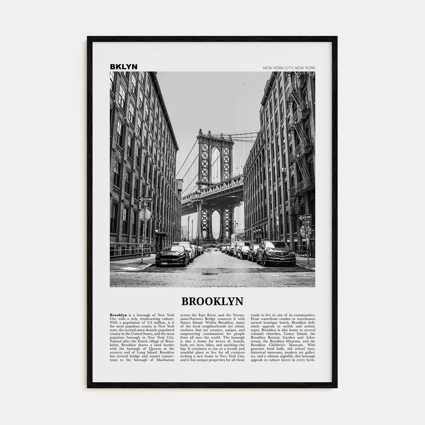 Brooklyn Travel B&W No 1 Poster