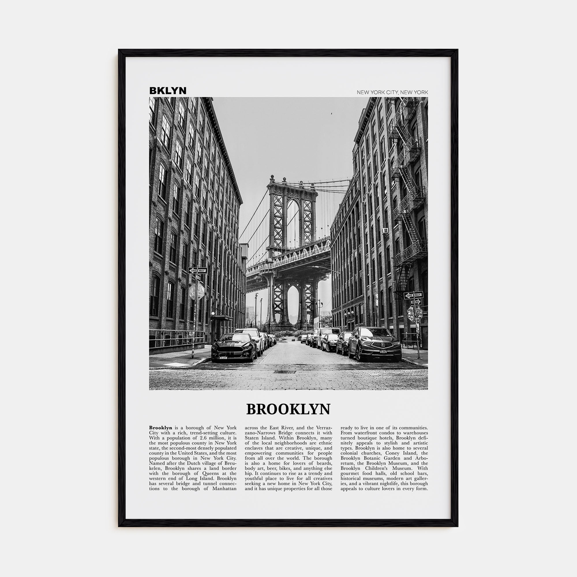 Brooklyn Travel B&W No 1 Poster