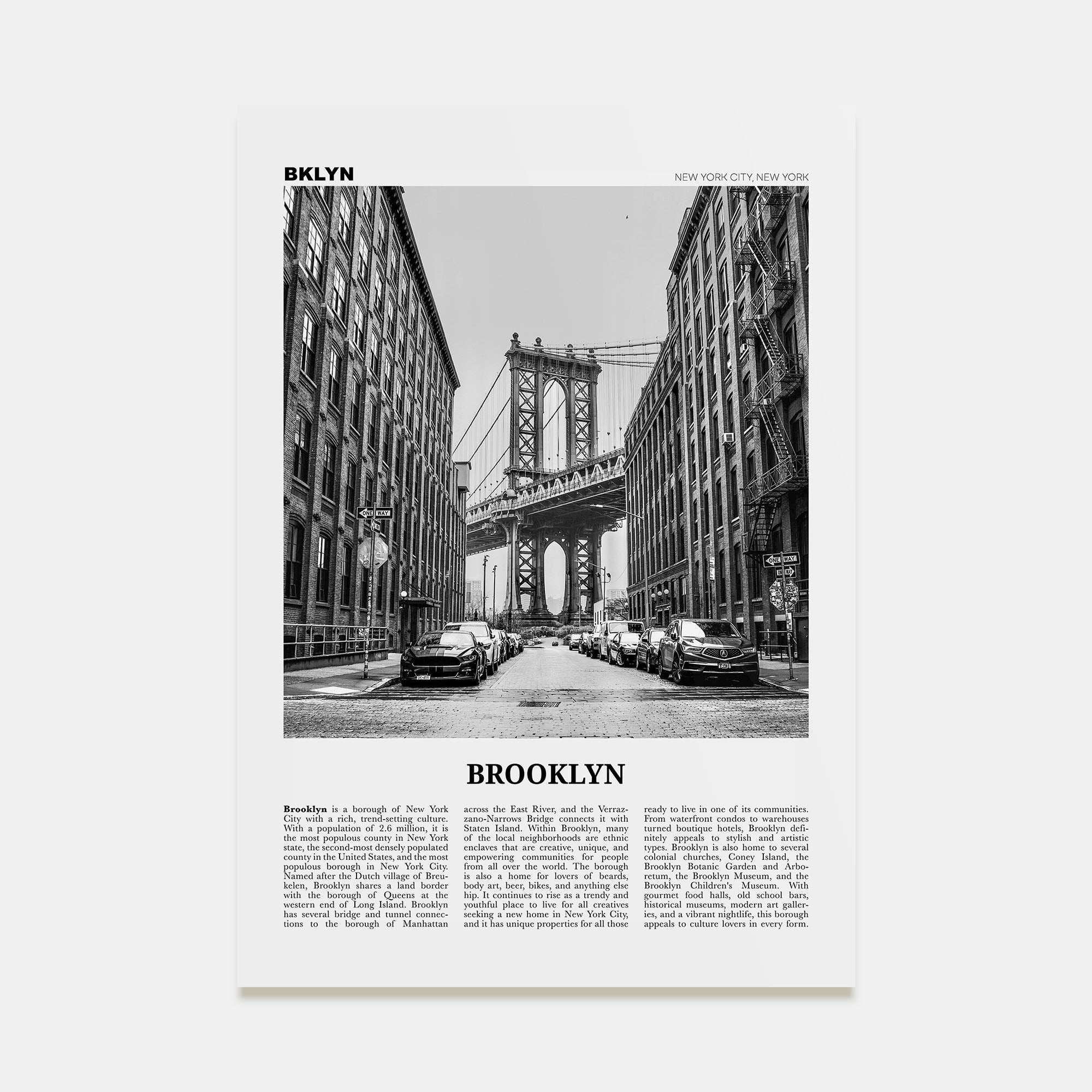 Brooklyn Travel B&W No 1 Poster