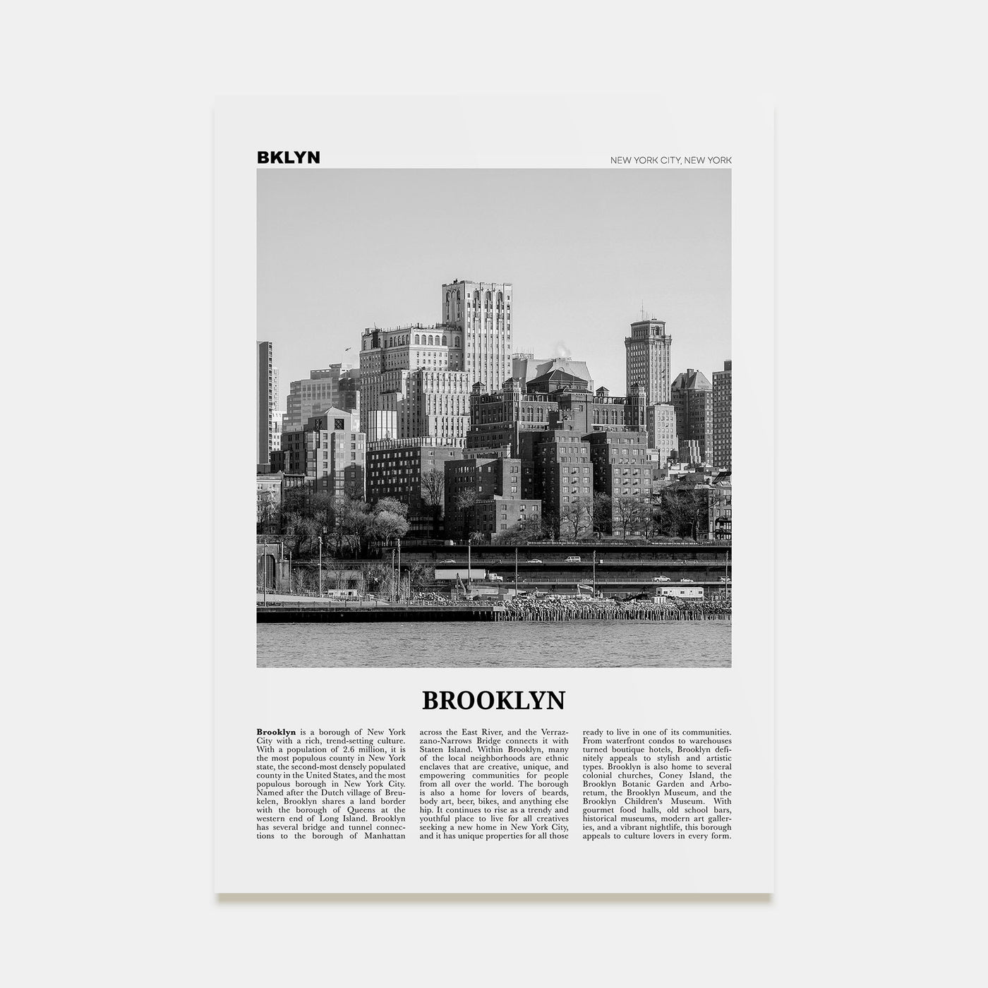 Brooklyn Travel B&W No 2 Poster