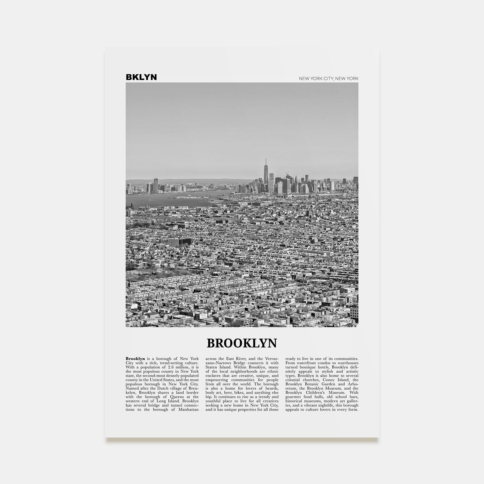 Brooklyn Travel B&W No 3 Poster