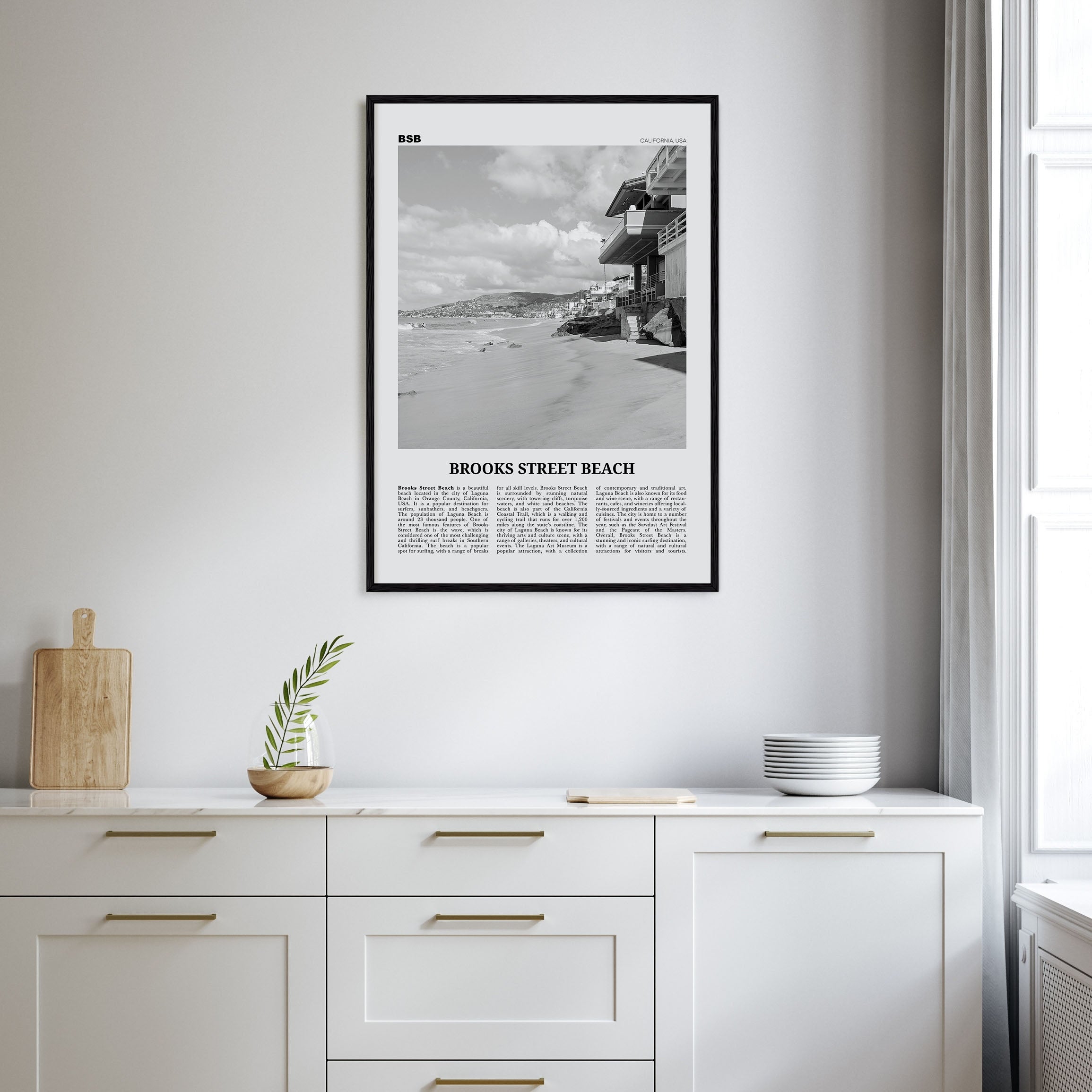 Brooks Street Beach Travel B&W Poster