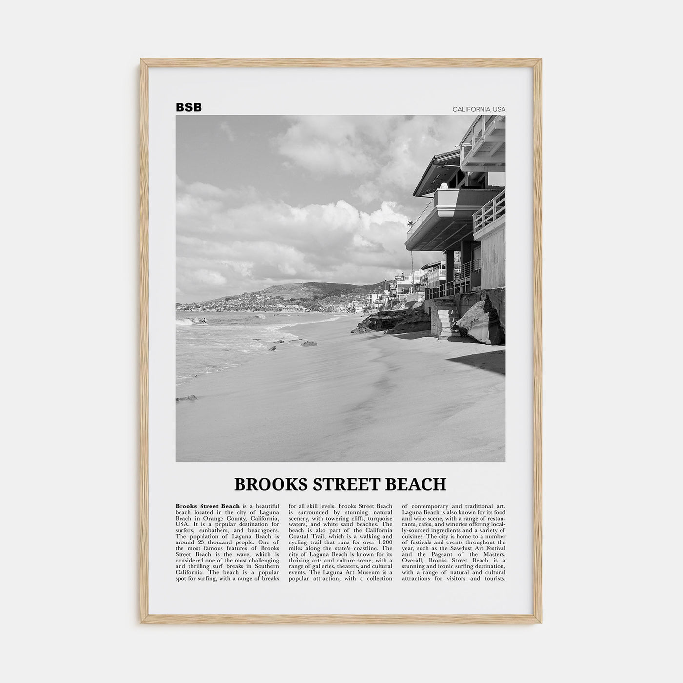 Brooks Street Beach Travel B&W Poster