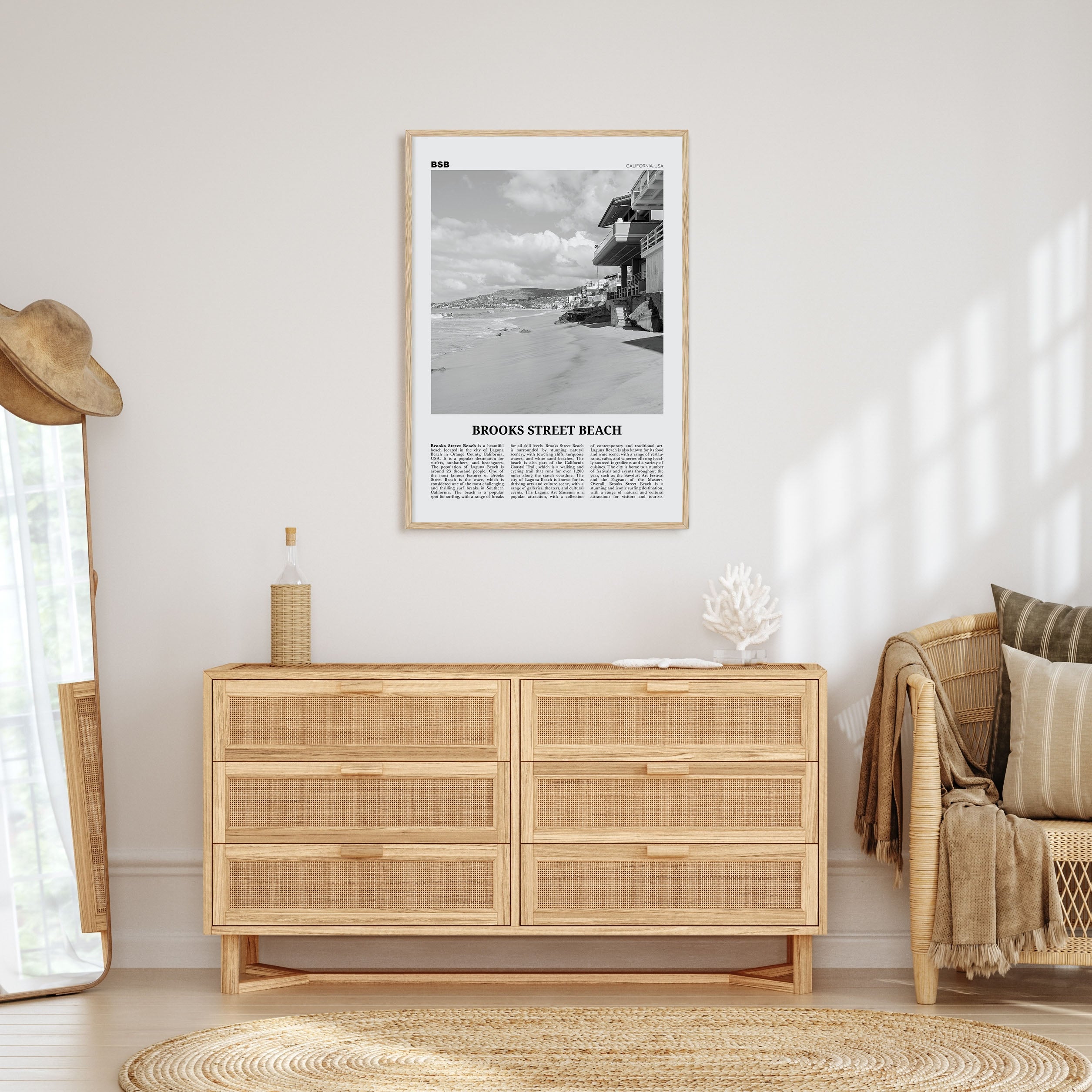 Brooks Street Beach Travel B&W Poster