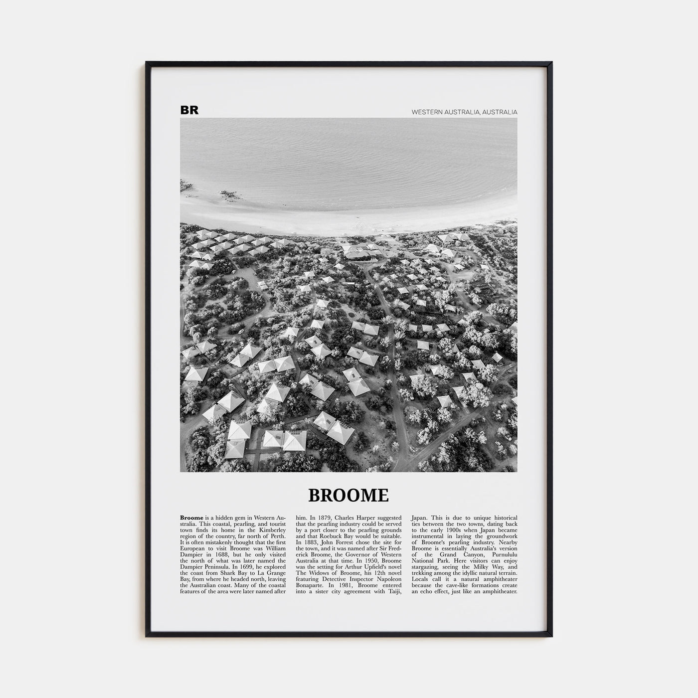 Broome Travel B&W Poster