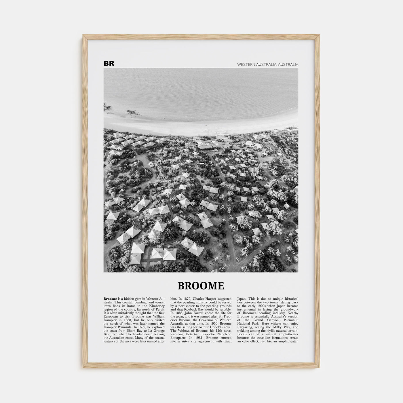 Broome Travel B&W Poster