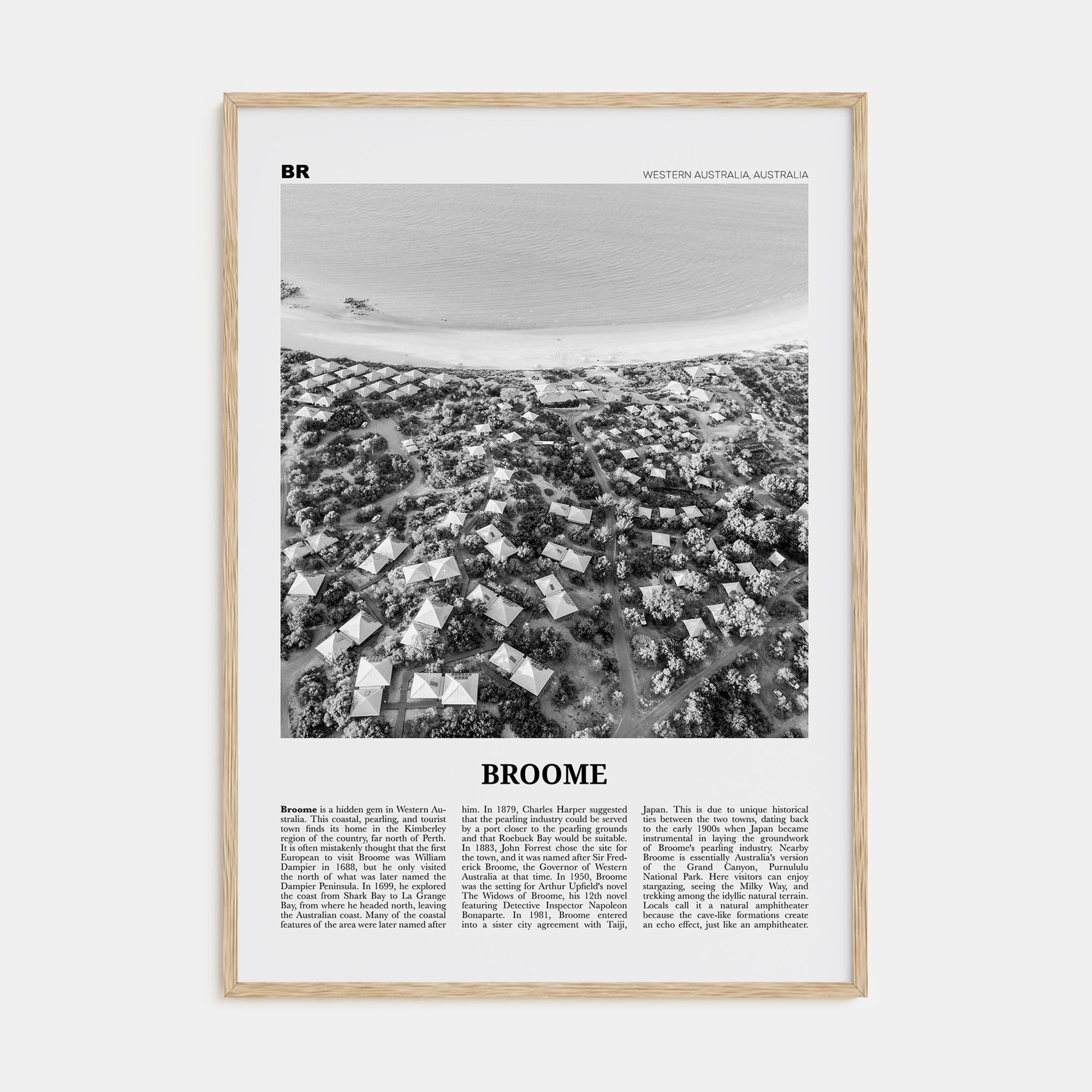 Broome Travel B&W Poster