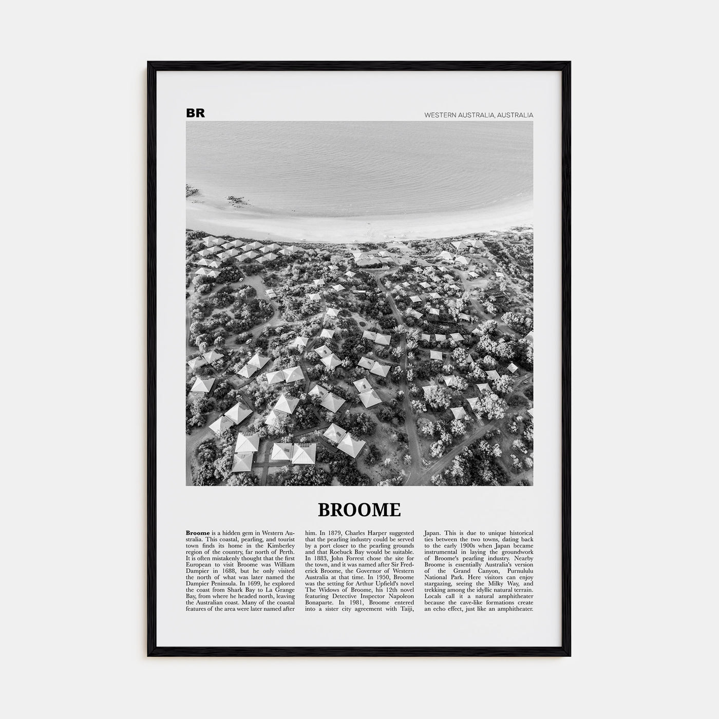 Broome Travel B&W Poster