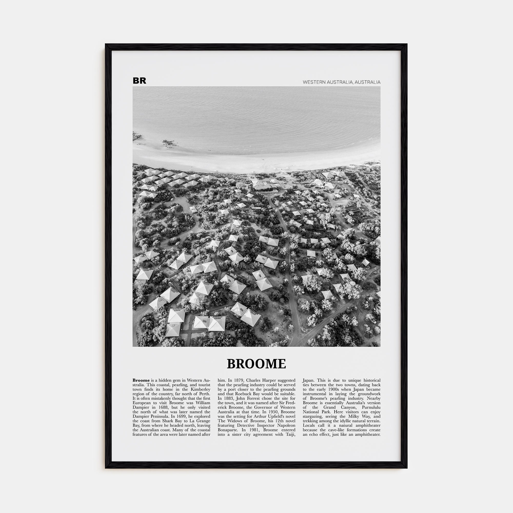 Broome Travel B&W Poster
