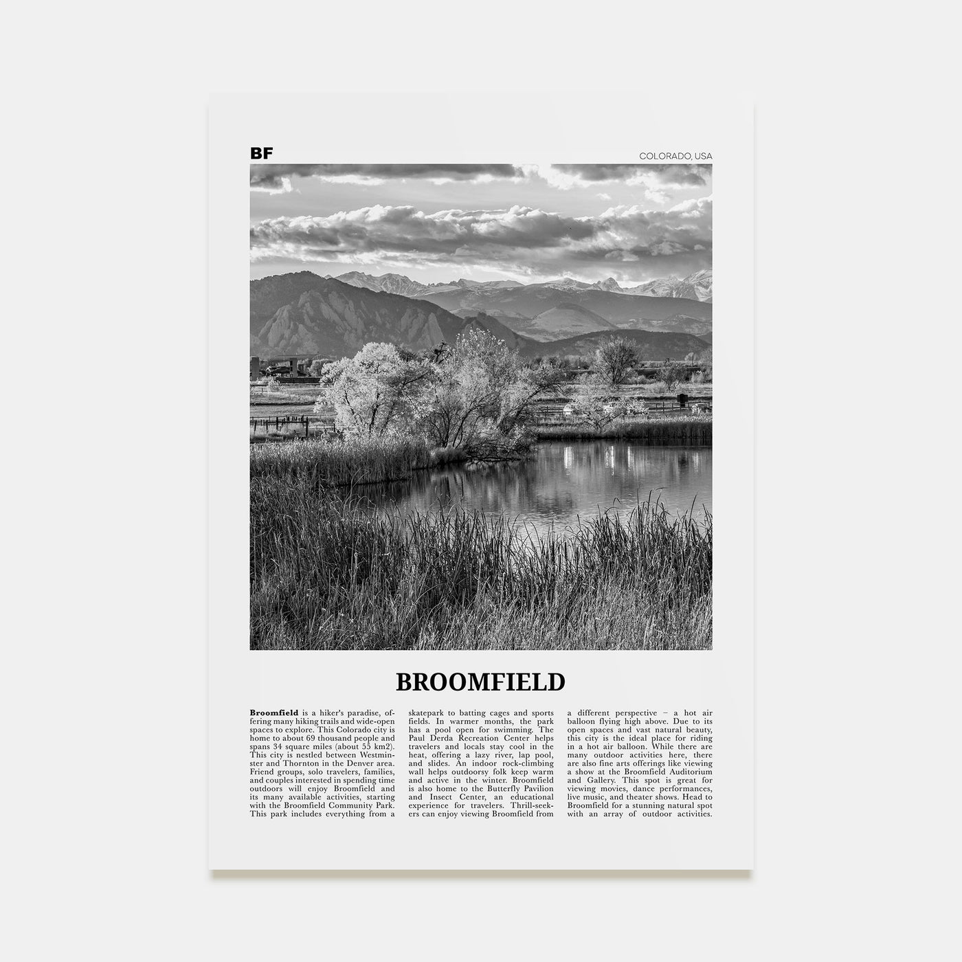 Broomfield Travel B&W Poster