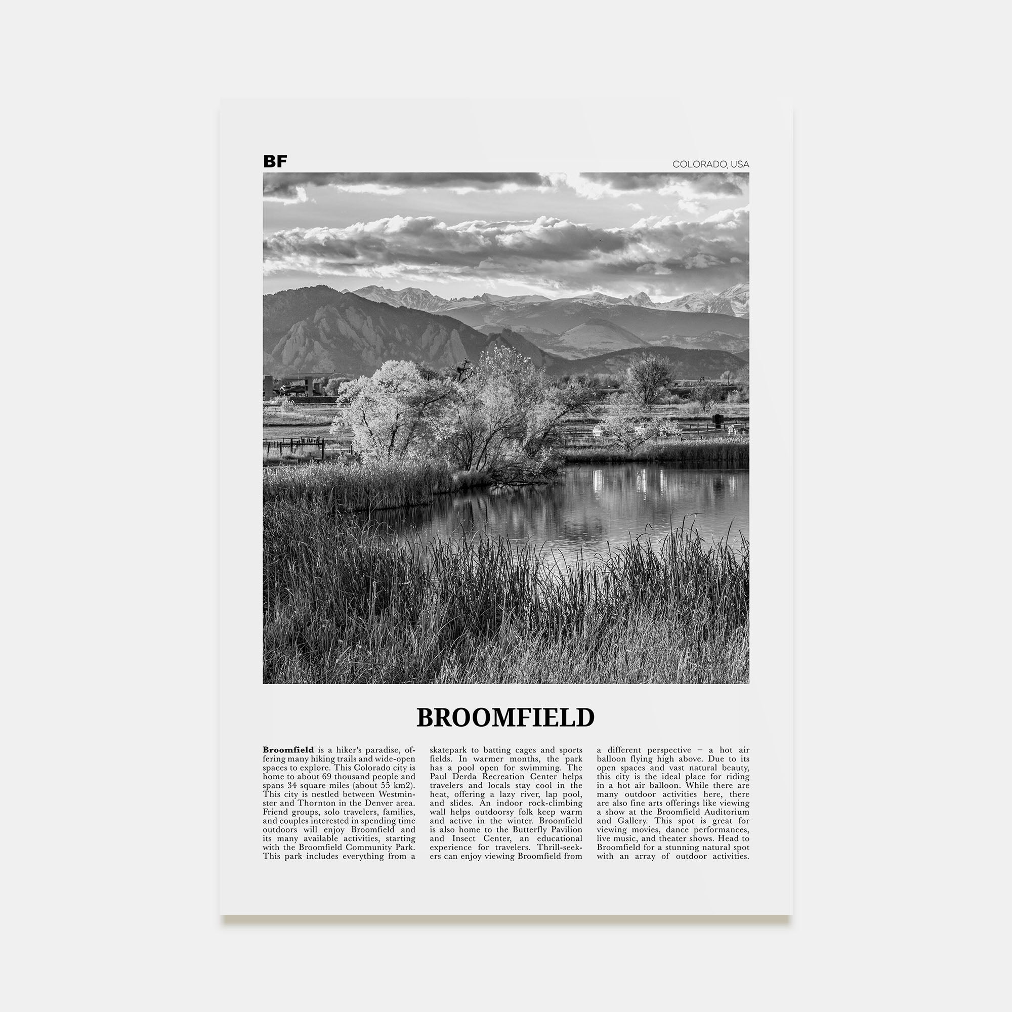 Broomfield Travel B&W Poster