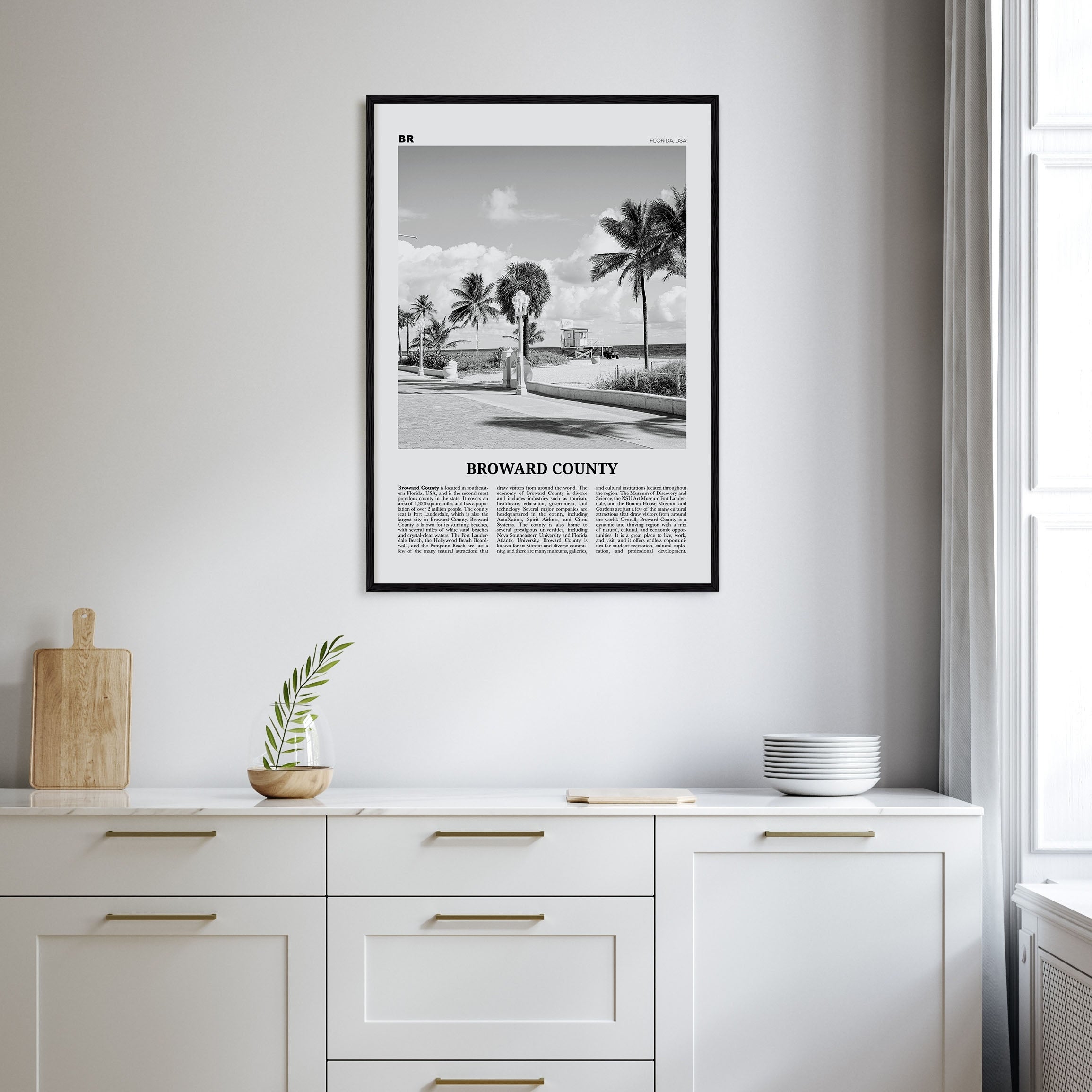 Broward County Travel B&W Poster